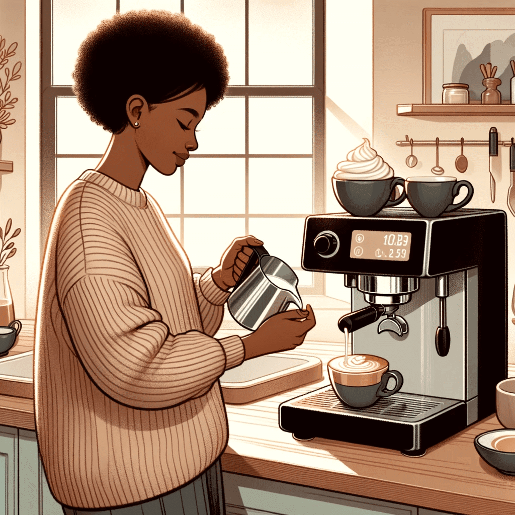 kobieta przygotowuje kawe flat white