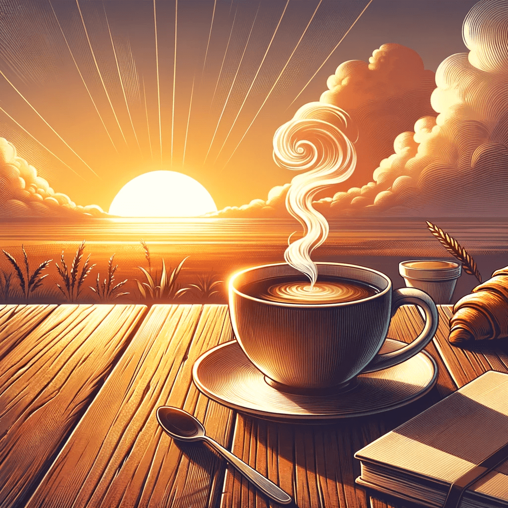 najdroższa kawa na tle zachodu słońca